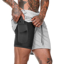 Load image into Gallery viewer, Joggers Shorts Mens 2 in 1 Short Pants Gyms Fitness Bodybuilding Workout Quick Dry Beach Shorts Male Summer Sportswear Bottoms
