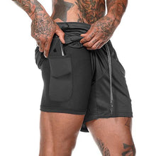 Load image into Gallery viewer, Joggers Shorts Mens 2 in 1 Short Pants Gyms Fitness Bodybuilding Workout Quick Dry Beach Shorts Male Summer Sportswear Bottoms