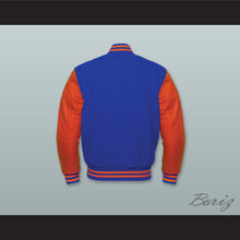 Load image into Gallery viewer, John Hughes High School Royal Blue Wool and Orange Lab Leather Varsity Letterman Jacket