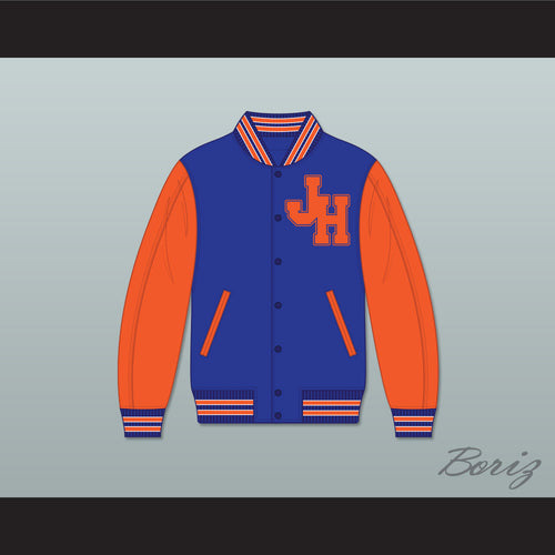 John Hughes High School Wasps Blue and Orange Varsity Letterman Jacket-Style Sweatshirt