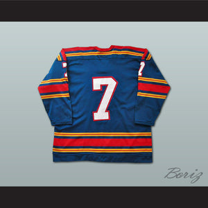 John Wright 7 Kansas City Scouts Blue Hockey Jersey