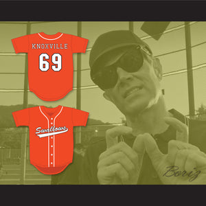 Johnny Knoxville 69 Swallows Play Ball Orange Baseball Jersey