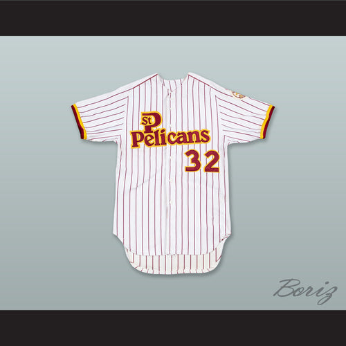 Jon Matlack 32 St Petersburg Pelicans White Pinstriped Baseball Jersey