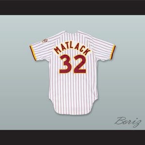 Jon Matlack 32 St Petersburg Pelicans White Pinstriped Baseball Jersey