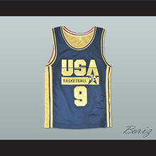 Load image into Gallery viewer, Michael Jordan 9 USA Blue and Gold Basketball Jersey