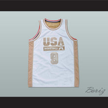 Load image into Gallery viewer, Michael Jordan 9 USA White and Gold Basketball Jersey