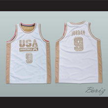 Load image into Gallery viewer, Michael Jordan 9 USA White and Gold Basketball Jersey