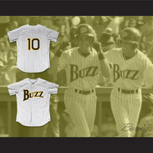 Load image into Gallery viewer, Juan Lopez 10 Buzz White Pinstriped Baseball Jersey Major League: Back to the Minors