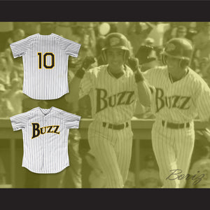 Juan Lopez 10 Buzz White Pinstriped Baseball Jersey Major League: Back to the Minors