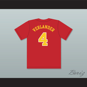 Justin Verlander 4 Goochland High School Bulldogs Red Baseball Jersey 2