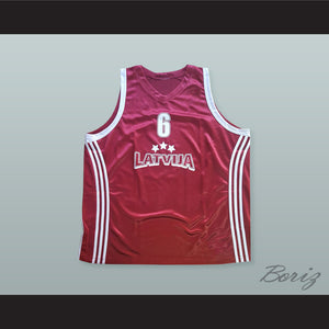 Kristaps Porzingis 6 Latvija Maroon Basketball Jersey