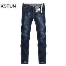 Load image into Gallery viewer, KSTUN Men&#39;s Jeans 2021 Summer Denim Pants Slim Straight Dark Blue Regular Fit Leisure Long Trousers Famous Brand Jean Men Hombre