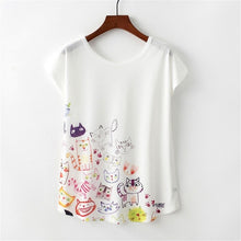 Load image into Gallery viewer, KaiTingu Summer Novelty Women T Shirt Harajuku Kawaii Cute Style Love Heart Cat Print T-shirt New Short Sleeve Tops Size M L XL