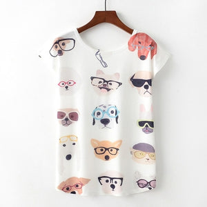 KaiTingu Summer Novelty Women T Shirt Harajuku Kawaii Cute Style Nice Cat Print T-shirt New Short Sleeve Tops Size M L XL