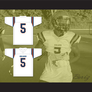 Kaiir Elam 5 The Benjamin School Buccaneers White Football Jersey 1