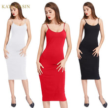 Load image into Gallery viewer, Kate Kasin Women Comfy Spaghetti Straps Sleeveless Dress Summer Solid Color Sexy Bodycon Slip Dress Sheath Cami Sun Dress 2020