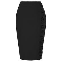 Load image into Gallery viewer, Kate Kasin Women Elegant Ruched Ruffle Slit Work Business Party Pencil Skirt Pleated Wear to Work Office Pencil Skirt