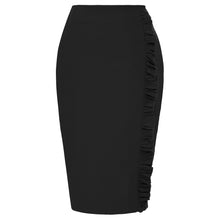 Load image into Gallery viewer, Kate Kasin Women Elegant Ruched Ruffle Slit Work Business Party Pencil Skirt Pleated Wear to Work Office Pencil Skirt