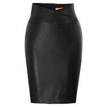 Load image into Gallery viewer, Kate Kasin Women Pu Leather Skirt Autumn Streetwear Casual Office Work Wear Bodycon Pencil Skirt Elastic Tight Ladies Skirt
