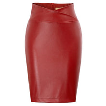 Load image into Gallery viewer, Kate Kasin Women Pu Leather Skirt Autumn Streetwear Casual Office Work Wear Bodycon Pencil Skirt Elastic Tight Ladies Skirt