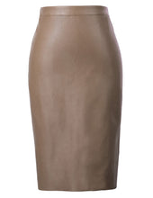 Load image into Gallery viewer, Kate Kasin Women Pu Leather Skirt Autumn Streetwear Casual Office Work Wear Bodycon Pencil Skirt Elastic Tight Ladies Skirt