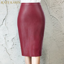 Load image into Gallery viewer, Kate Kasin Women Pu Leather Skirt Autumn Streetwear Casual Office Work Wear Bodycon Pencil Skirt Elastic Tight Ladies Skirt