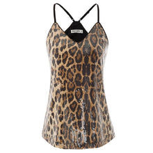 Load image into Gallery viewer, Kate Kasin Women Sexy V-Neck Sequin Top Summer Sparkle Shimmer Camisole Spaghetti Straps Sequined Tank Tops Party Club Cami Vest