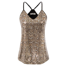 Load image into Gallery viewer, Kate Kasin Women Sexy V-Neck Sequin Top Summer Sparkle Shimmer Camisole Spaghetti Straps Sequined Tank Tops Party Club Cami Vest