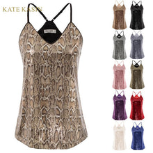 Load image into Gallery viewer, Kate Kasin Women Sexy V-Neck Sequin Top Summer Sparkle Shimmer Camisole Spaghetti Straps Sequined Tank Tops Party Club Cami Vest