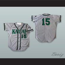 Load image into Gallery viewer, Kauai Emeralds Hawaii 15 Gray Button Down Baseball Jersey