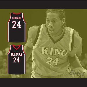 Kawhi Leonard 24 Martin Luther King High School Wolves Black Basketball Jersey 6