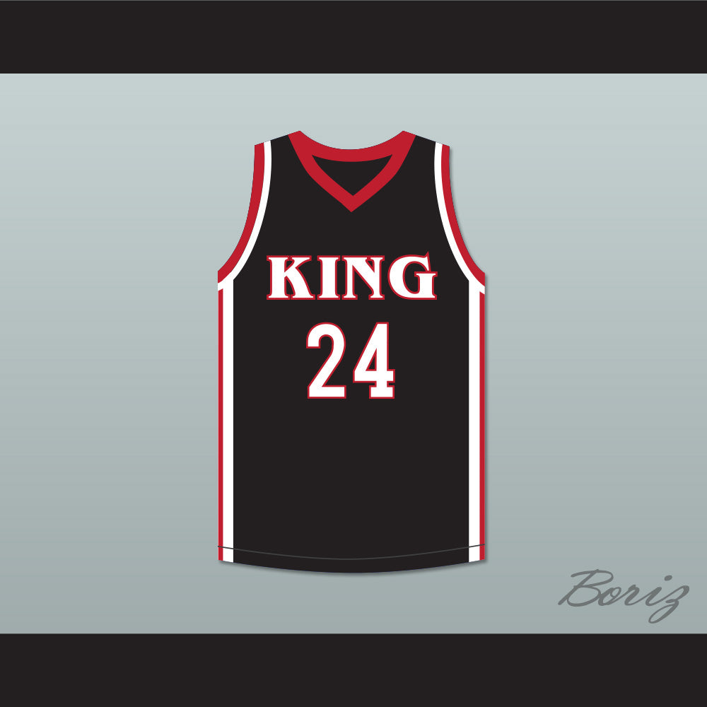 Kawhi Leonard 24 Martin Luther King High School Wolves Black Basketball Jersey 5