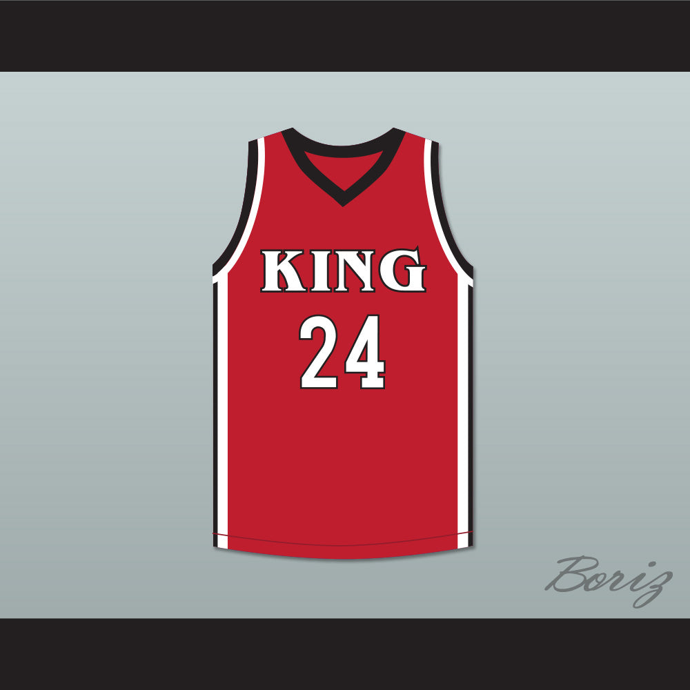 Kawhi Leonard 24 Martin Luther King High School Wolves Red Basketball Jersey 4
