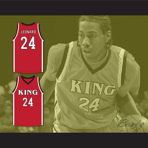 Kawhi Leonard 24 Martin Luther King High School Wolves Red Basketball Jersey 4
