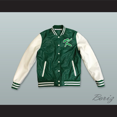Kekambas Baseball Hardball Green and White Lab Leather Varsity Letterman Jacket 1