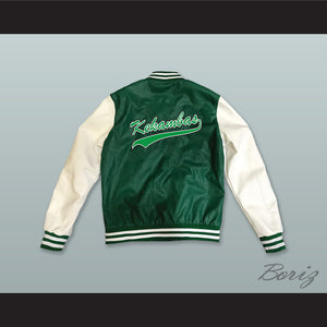 Kekambas Baseball Hardball Green and White Lab Leather Varsity Letterman Jacket 1