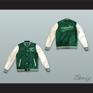 Kekambas Baseball Hardball Green and White Lab Leather Varsity Letterman Jacket 1