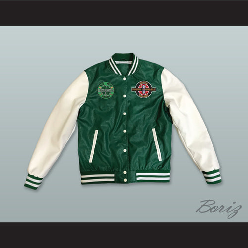 Kekambas Baseball Hardball Green and White Lab Leather Varsity Letterman Jacket 2