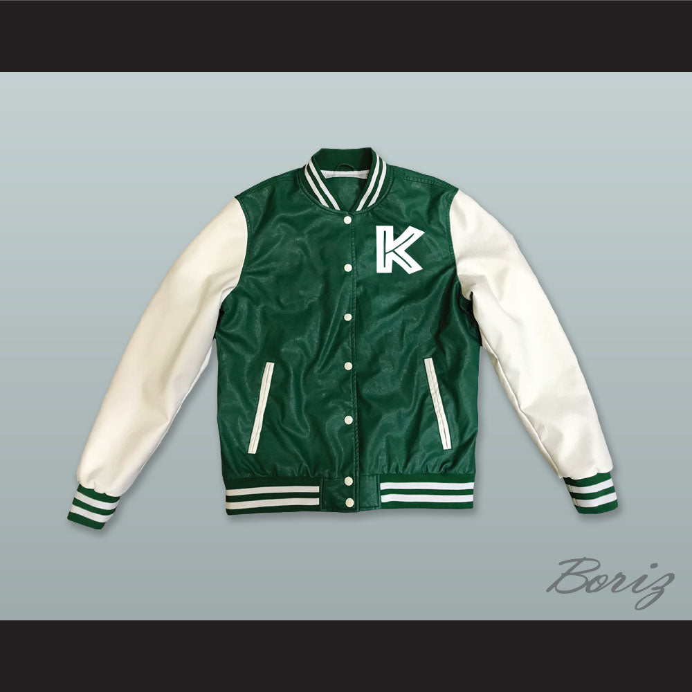 Kekambas Baseball Hardball Green and White Lab Leather Varsity Letterman Jacket 3