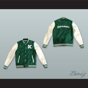 Kekambas Baseball Hardball Green and White Lab Leather Varsity Letterman Jacket 3