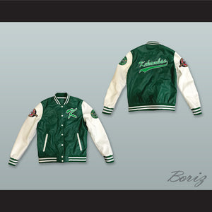 Kekambas Baseball Hardball Green and White Lab Leather Varsity Letterman Jacket 4