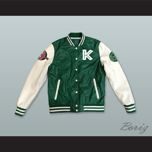 Kekambas Baseball Hardball Green and White Lab Leather Varsity Letterman Jacket 5