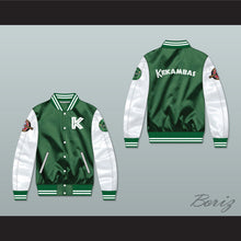 Load image into Gallery viewer, Kekambas Green/ White Varsity Letterman Satin Bomber Jacket 5