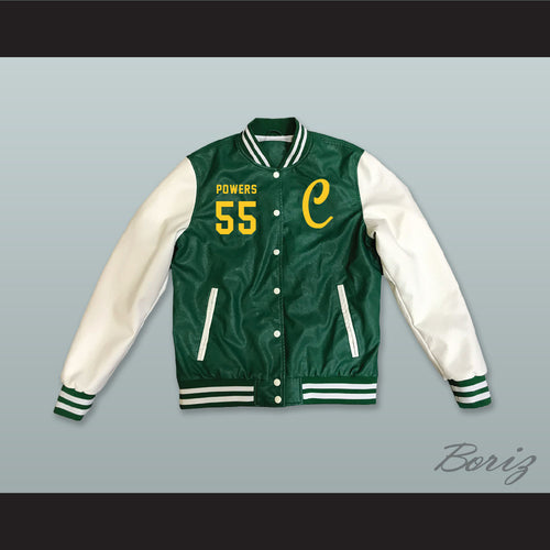 Kenny Powers 55 Charros Baseball Green and White Lab Leather Varsity Letterman Jacket