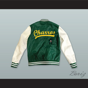 Kenny Powers 55 Charros Baseball Green and White Lab Leather Varsity Letterman Jacket