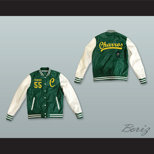 Kenny Powers 55 Charros Baseball Green and White Lab Leather Varsity Letterman Jacket