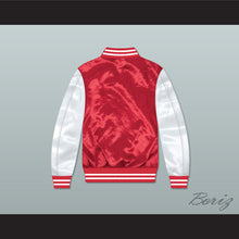 Load image into Gallery viewer, Kevin Gates No Security Red and White Varsity Letterman Satin Bomber Jacket