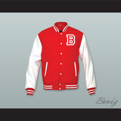 Kevin Gates No Security Red Wool and White Lab Leather Varsity Letterman Jacket