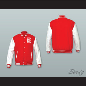 Kevin Gates No Security Red Wool and White Lab Leather Varsity Letterman Jacket