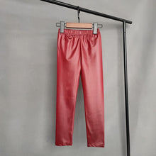 Load image into Gallery viewer, Kids Pants Spring Autumn Girls PU Leather Pencil Pants Children Skinny Black Imitation Leather Leggings Girls Trousers